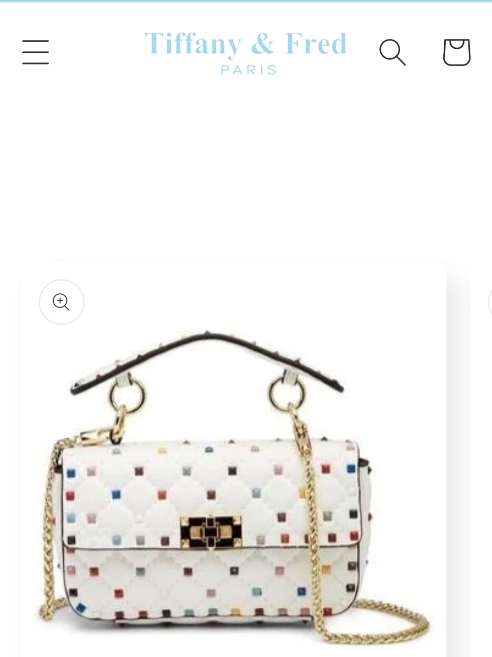 Tiffany & Fred Valenté Studded Leather White Multicolor Quilted Shoulder Bag